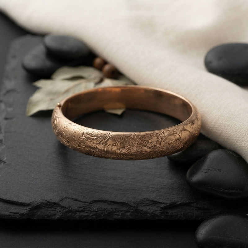 Victorian Gold Filled Etched Bangle