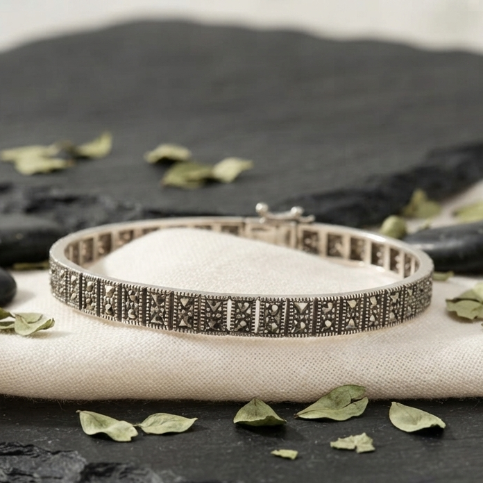 Sparkling Marcasite and Sterling Silver Cuff