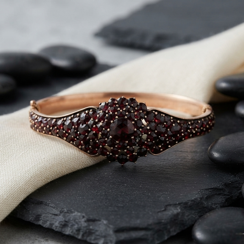 Vintage Victorian Garnet Cuff Bracelet