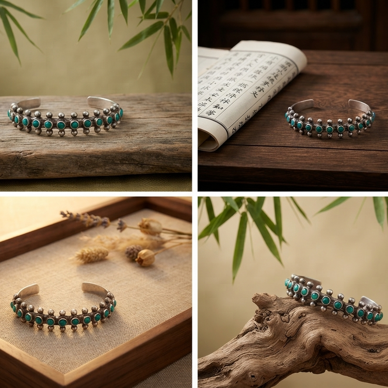 Vintage Petit Point Turquoise Cuff Bracelet