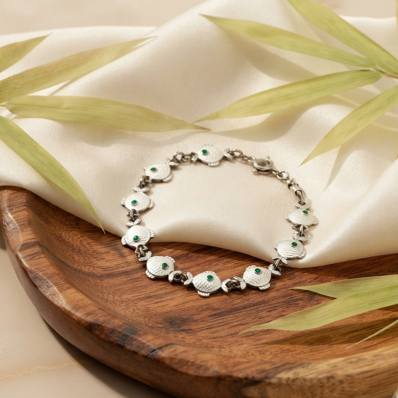 Vintage Silver Enamel Fish Bracelet – Denmark