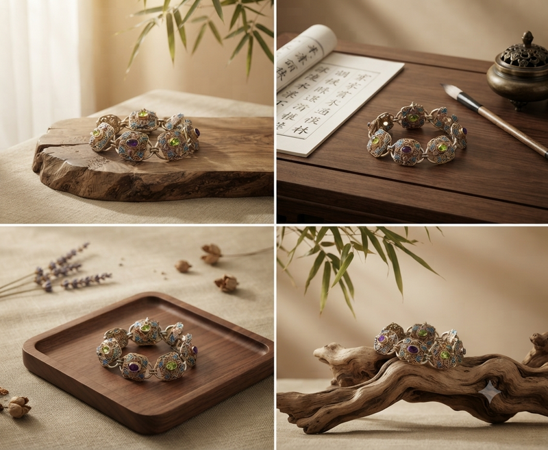 Vintage Multi-Stone Amethyst and Peridot Silver Bracelet