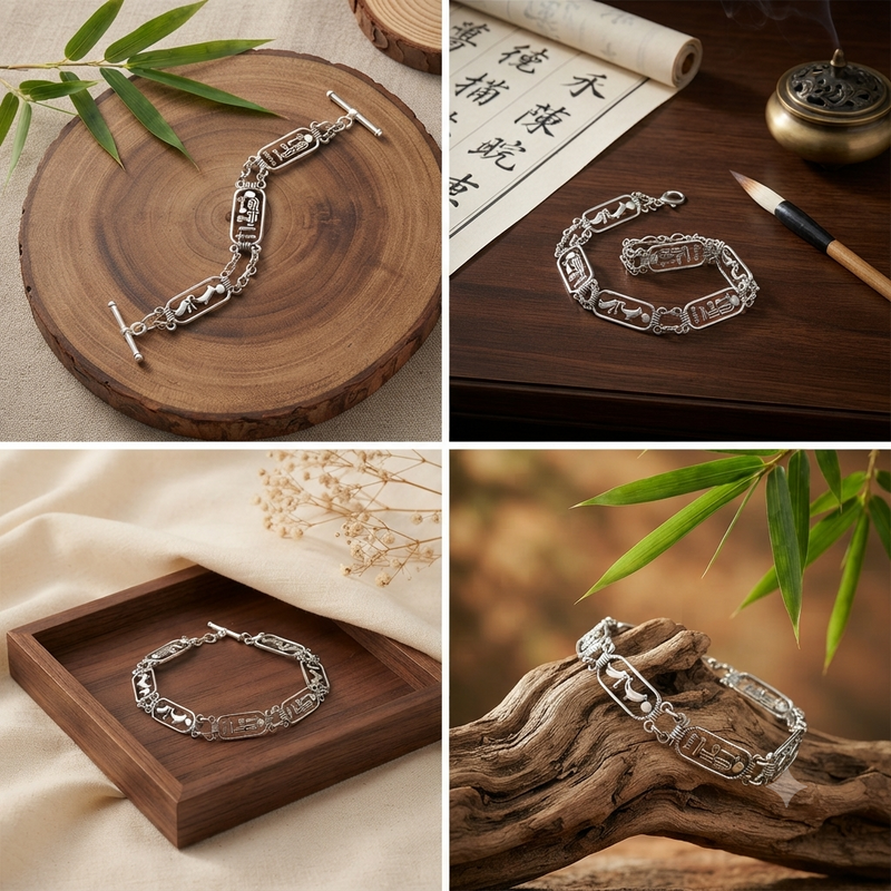 Vintage SS Egyptian Symbol Bracelet