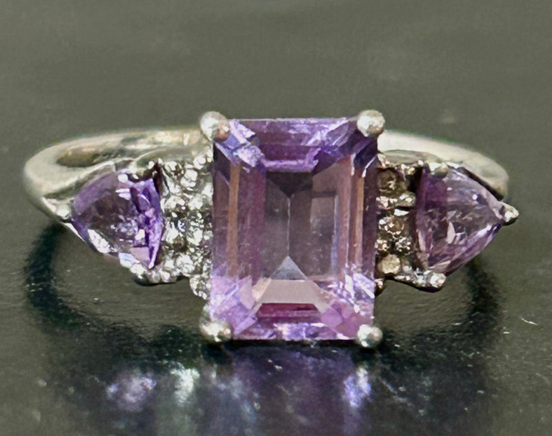 Sterling Silver Amethyst Ring – Size 6¼
