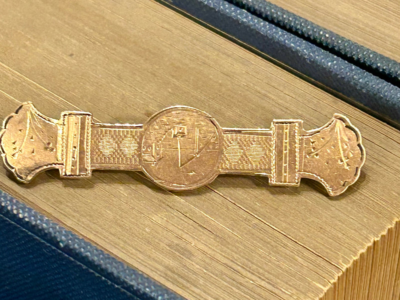 Victorian Gold Filled Etched Bar Pin Brooch