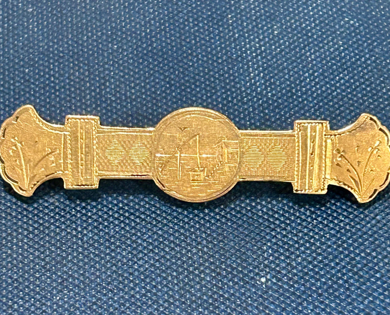 Victorian Gold Filled Etched Bar Pin Brooch