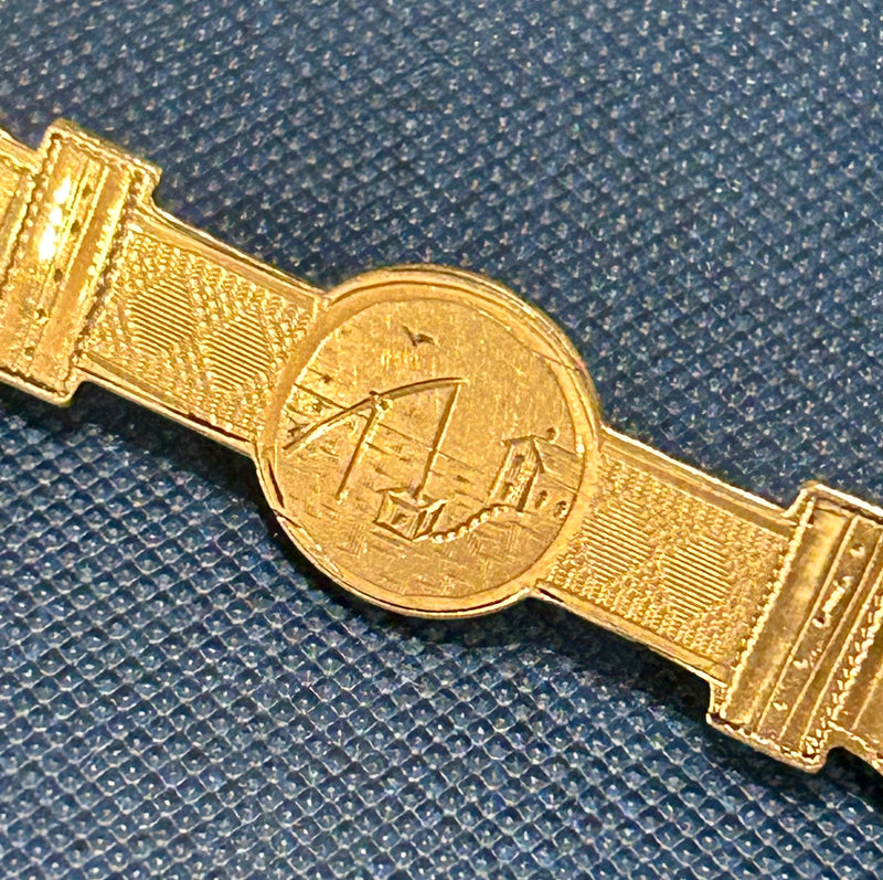 Victorian Gold Filled Etched Bar Pin Brooch