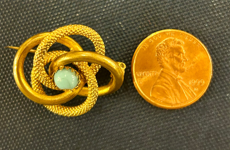 Victorian Gold Filled Turquoise Brooch – Made in England