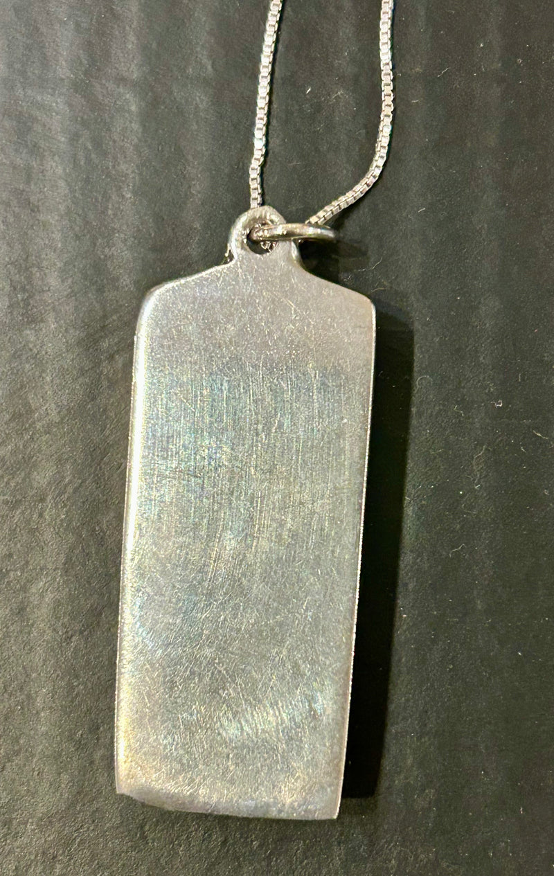 Sterling silver turquoise and lapis inlay pendant on am 18 “ sterling silver chain
