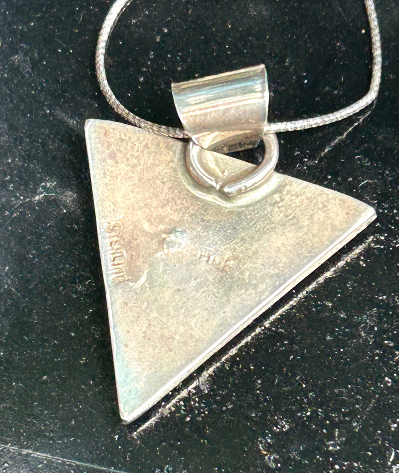 Sterling silver lab opal pendant on a 16” sterling silver chain