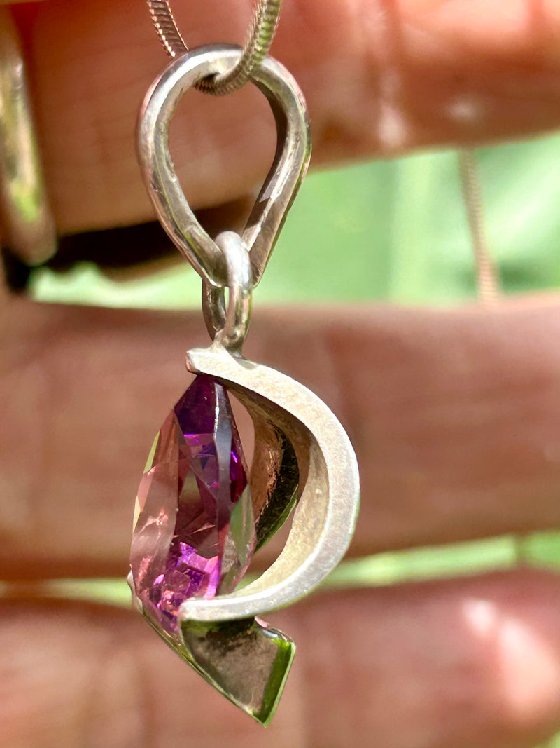 Sterling silver rhodolite pendant on a 18” sterling silver chain