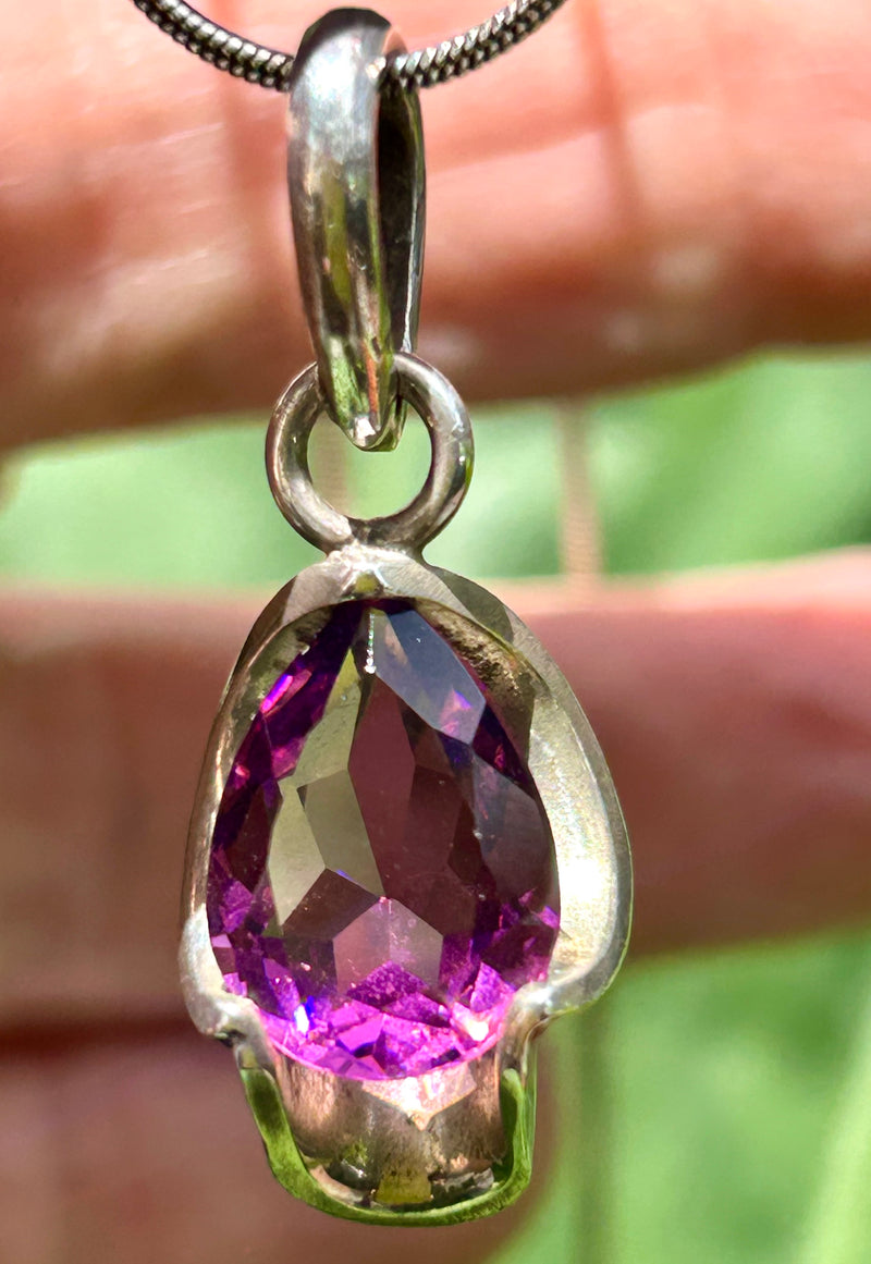 Sterling silver rhodolite pendant on a 18” sterling silver chain
