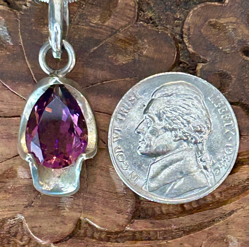 Sterling silver rhodolite pendant on a 18” sterling silver chain