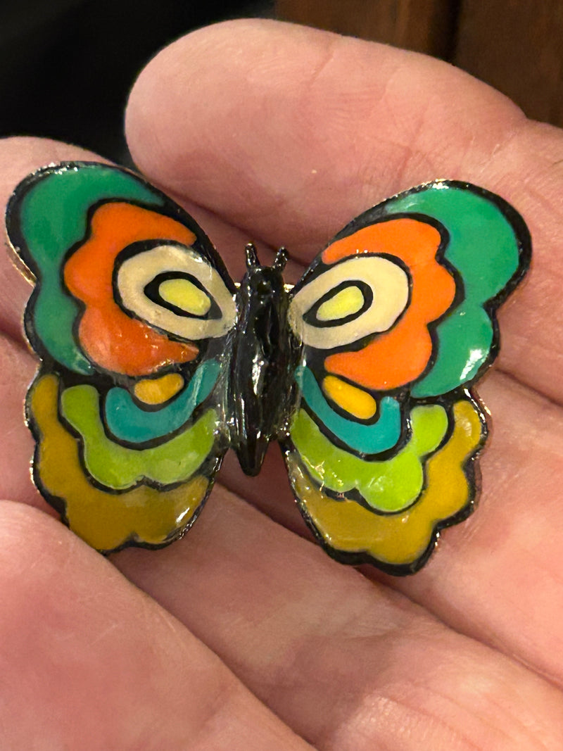 Vintage Eisenberg enamel butterfly brooch 3/4” x 1 1/2”