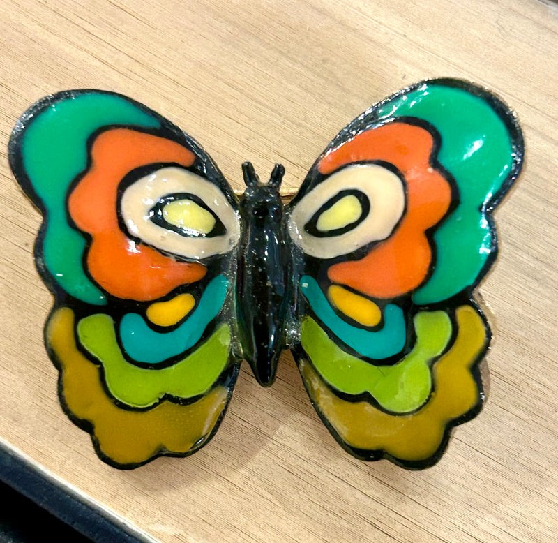 Vintage Eisenberg enamel butterfly brooch 3/4” x 1 1/2”