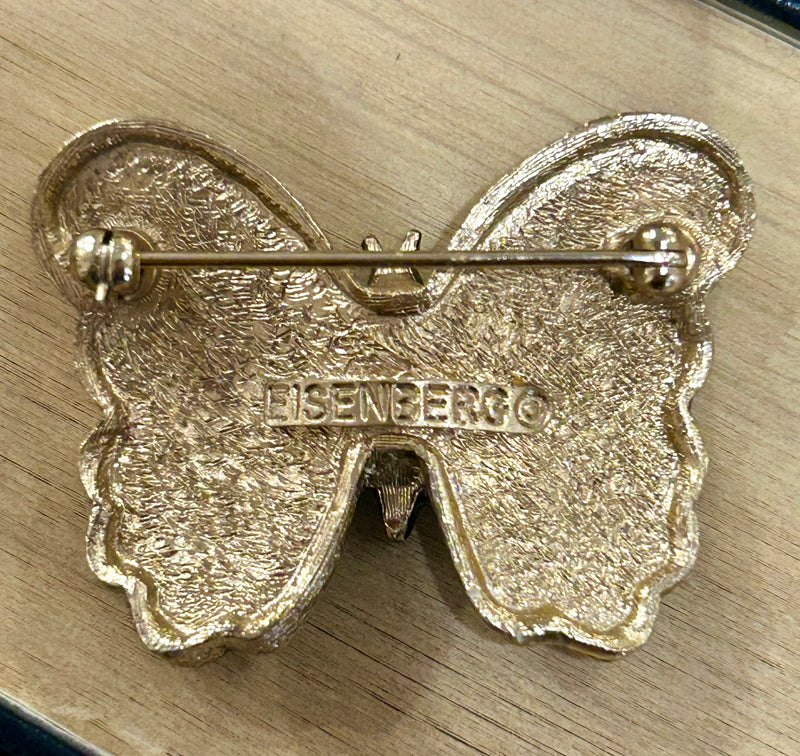 Vintage Eisenberg enamel butterfly brooch 3/4” x 1 1/2”