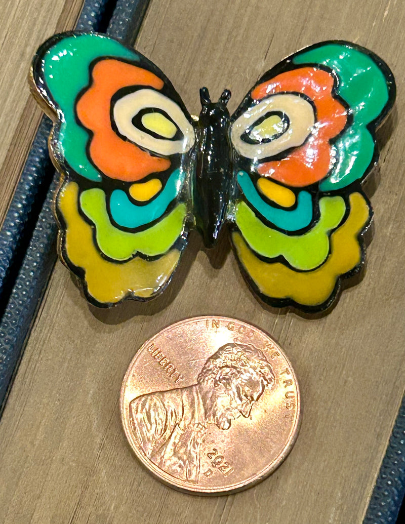 Vintage Eisenberg enamel butterfly brooch 3/4” x 1 1/2”