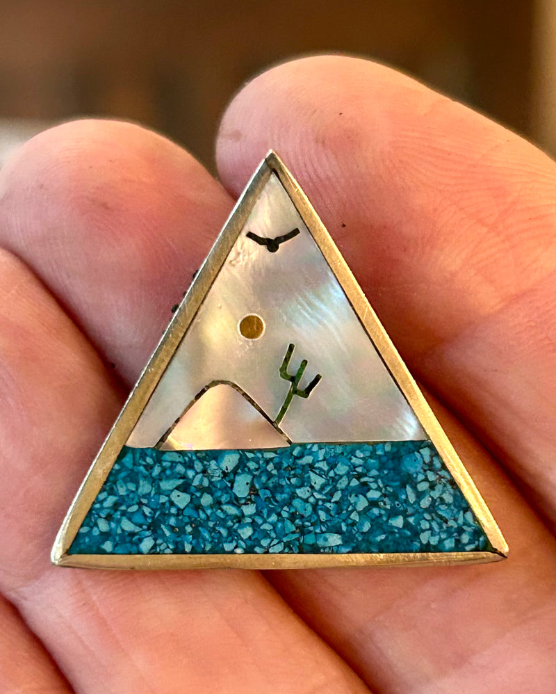 Vintage Zuni Sterling Silver Pin/ Pendant