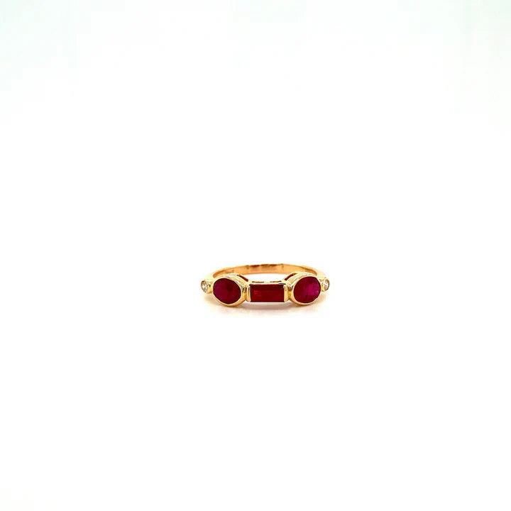 Ruby Trio Ring – 14K Yellow Gold