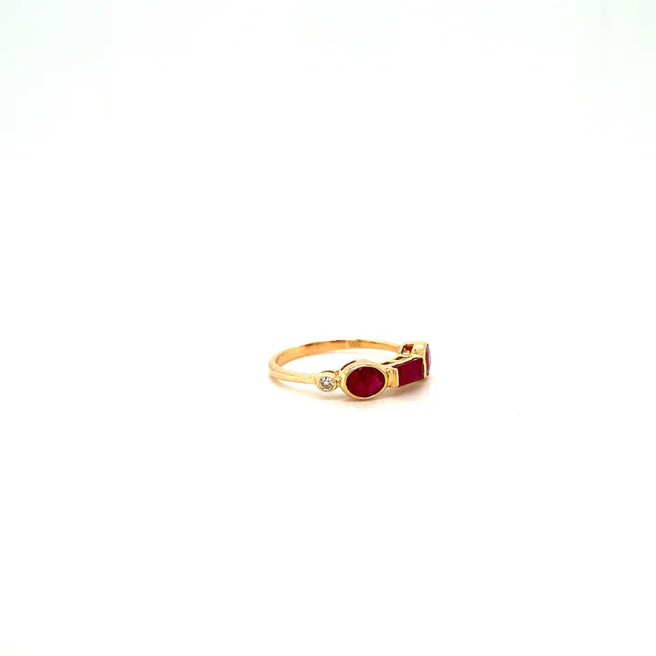 Ruby Trio Ring – 14K Yellow Gold