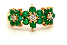 Emerald Floral Bloom Ring – 18K Yellow Gold