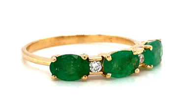 Emerald Trio Spark Ring – 14K Yellow Gold