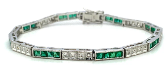 Emerald Elegance Bracelet – 14K White Gold
