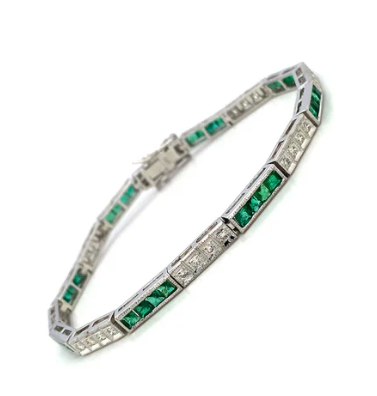 Emerald Elegance Bracelet – 14K White Gold