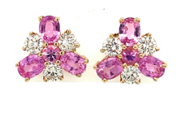 Pink Sapphire Bloom Earrings – 14K Yellow Gold
