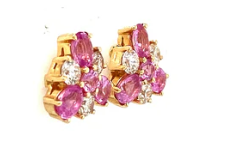 Pink Sapphire Bloom Earrings – 14K Yellow Gold