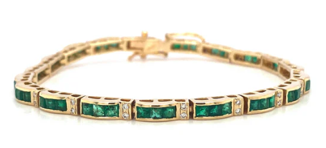 Emerald Line Bracelet – 14K Yellow Gold