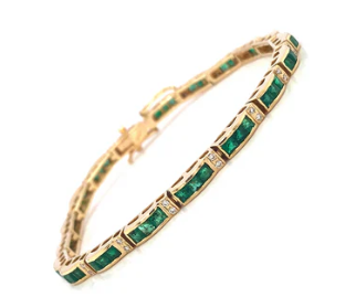 Emerald Line Bracelet – 14K Yellow Gold