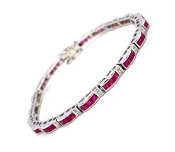 Ruby Elegance Bracelet – 14K White Gold