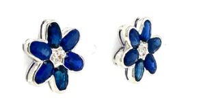 Sapphire Blossom Earrings – 18K White Gold