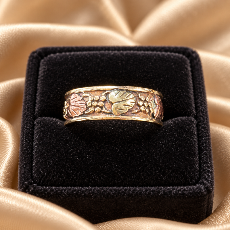 Vintage Rose Gold & Yellow 14K Leaf Pattern Size 6 1/2