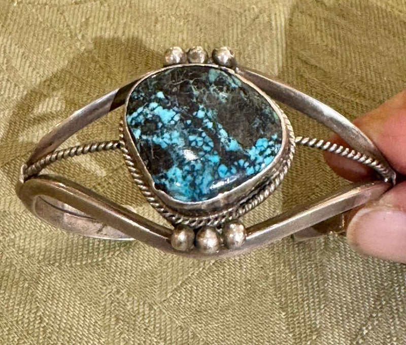 Sterling silver 1950s Navajo Turquoise cuff bracelet