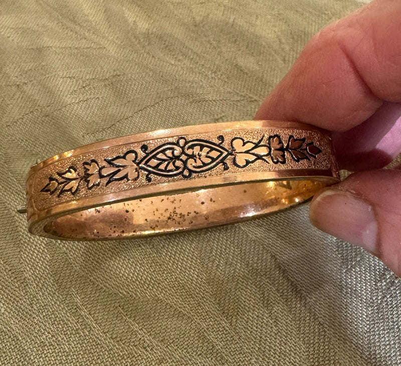 Gold filled Victorian ( 1837- 1901) enamel bangle bracelet