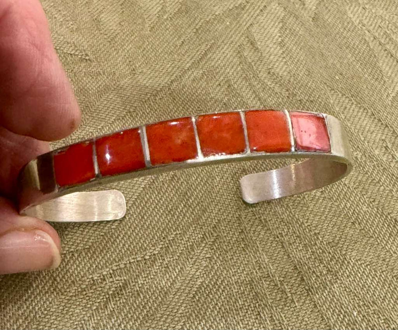 Sterling silver coral cuff