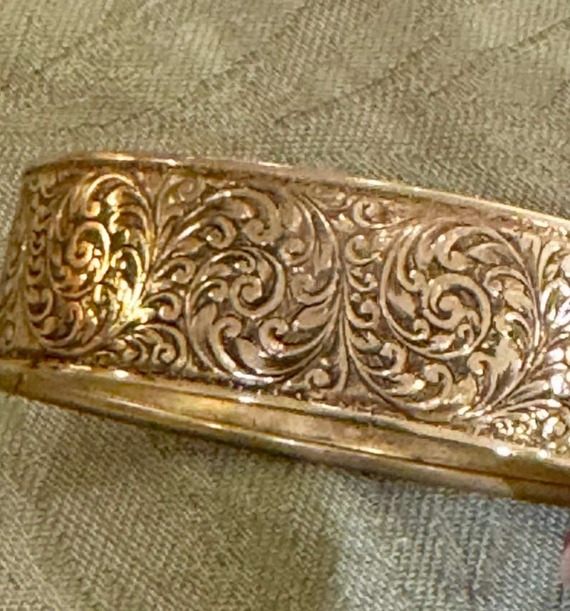 Gold filled etched bangle