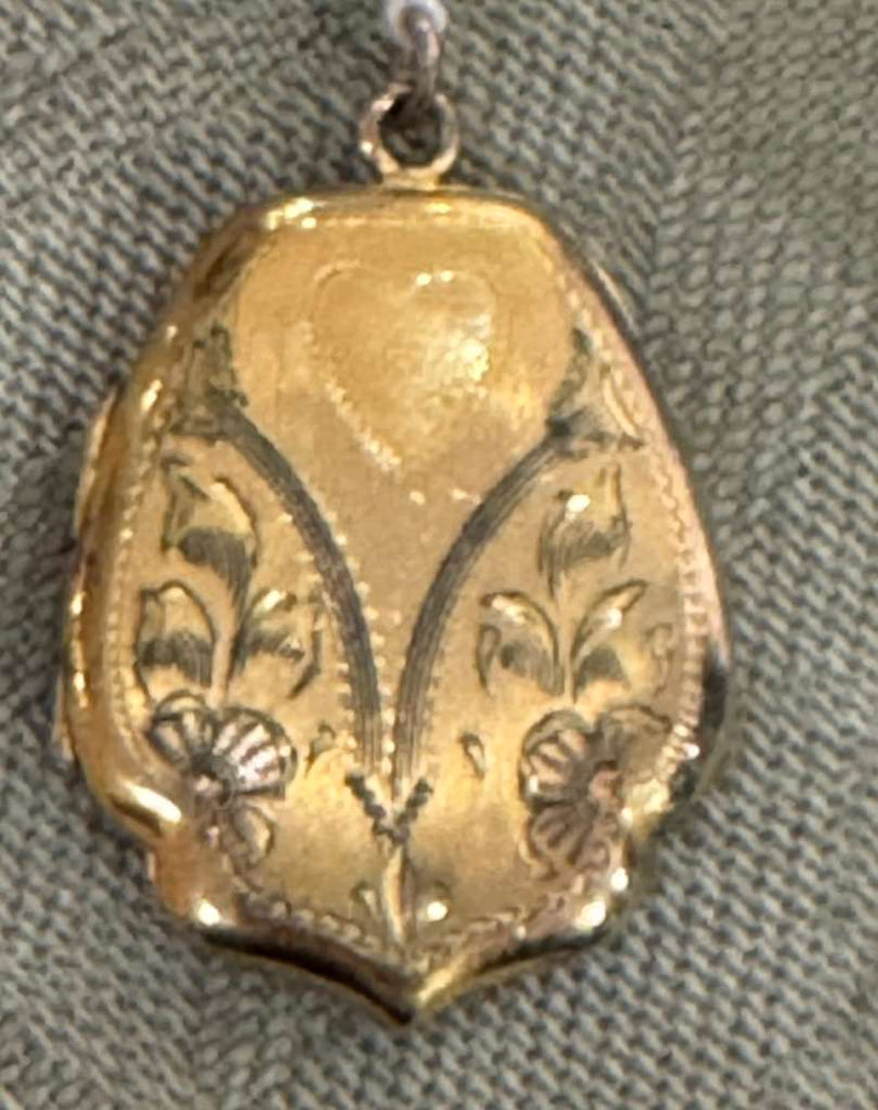 Gold filled engraved lockets with hearts