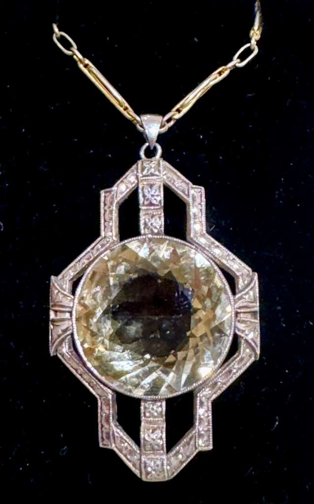 Sterling Silver 1930's Citrine art deco necklace