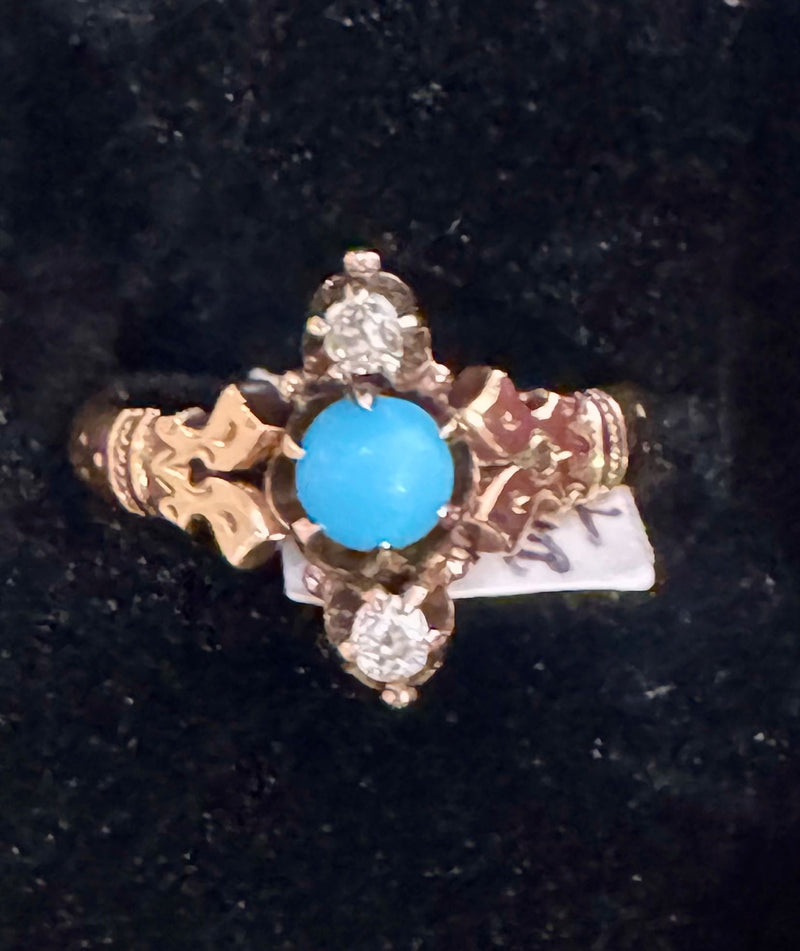 14K Vict turq diamond
