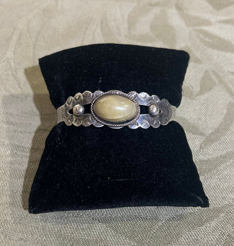 SS Engraved Agate Cuff