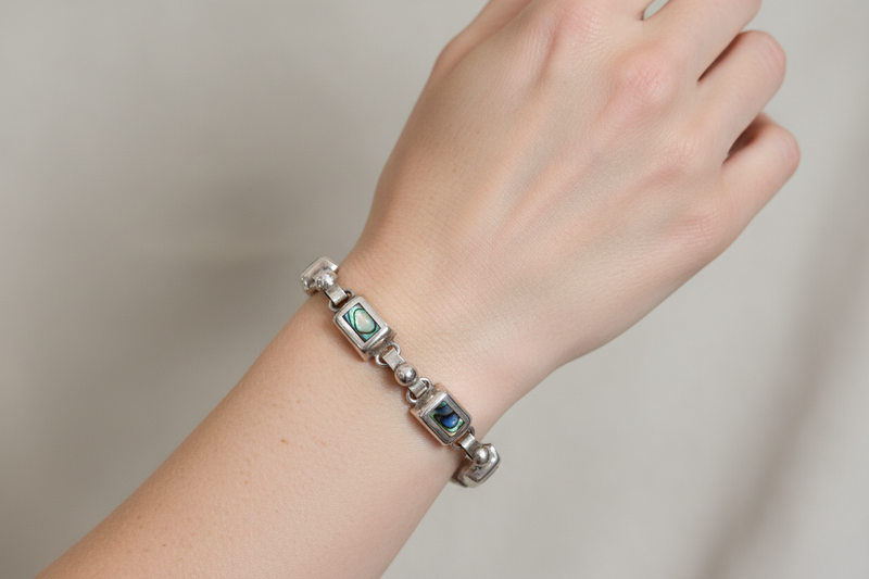 SS Abalone Link Bracelet