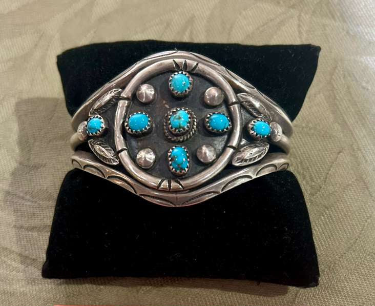 Signed SS Turquoise Cuff