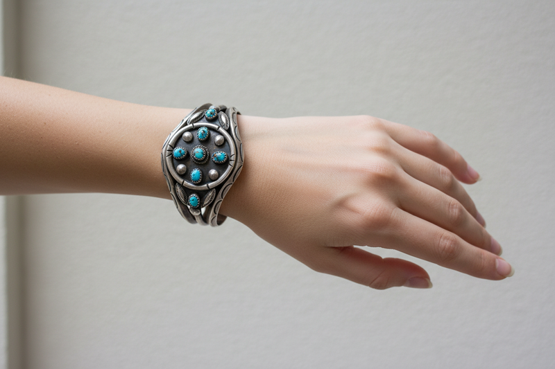 Signed SS Turquoise Cuff