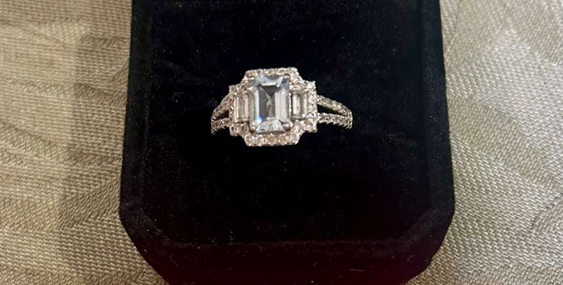 SS Aqua CZ Ring