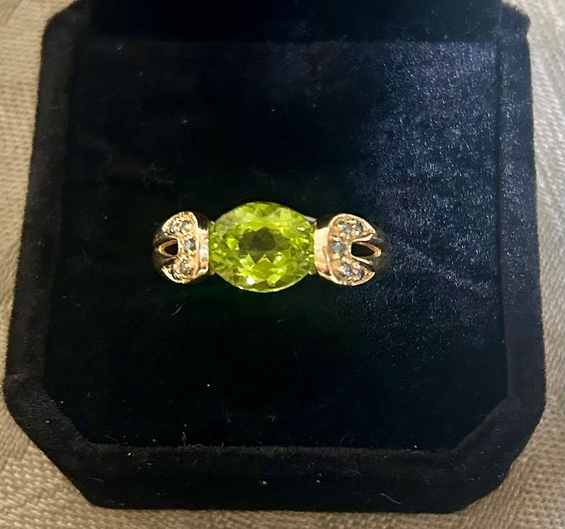 14K Peridot and Diamond Ring