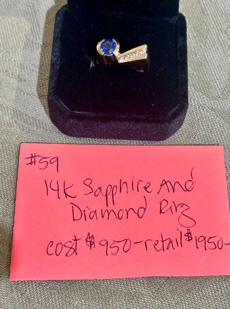 14K Sapphire And Diamond Ring