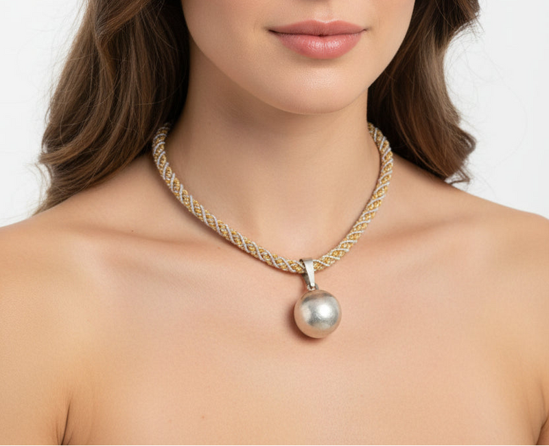 SS Ball Pendant on Threaded Chain